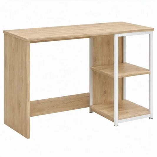 Bureau met 2 open legplanken, 120 x 60 x 75 cm, eikenkleurig/wit